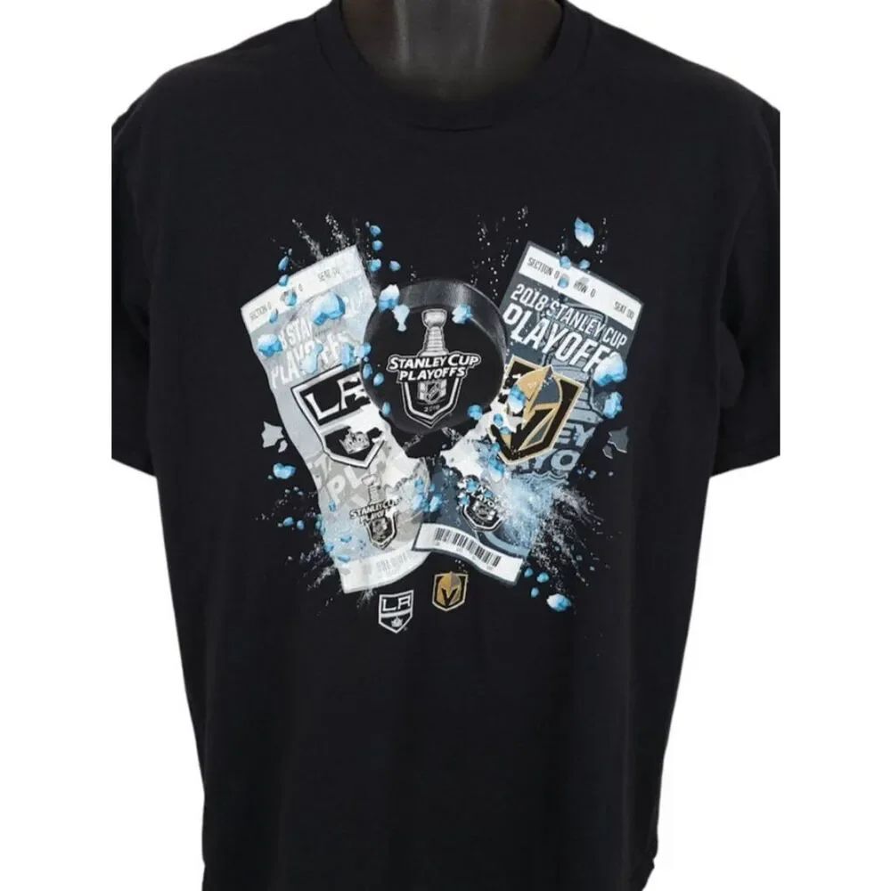 2018 Stanley Cup Playoffs T Shirt Mens Size Large Black Golden Knights LA Kings